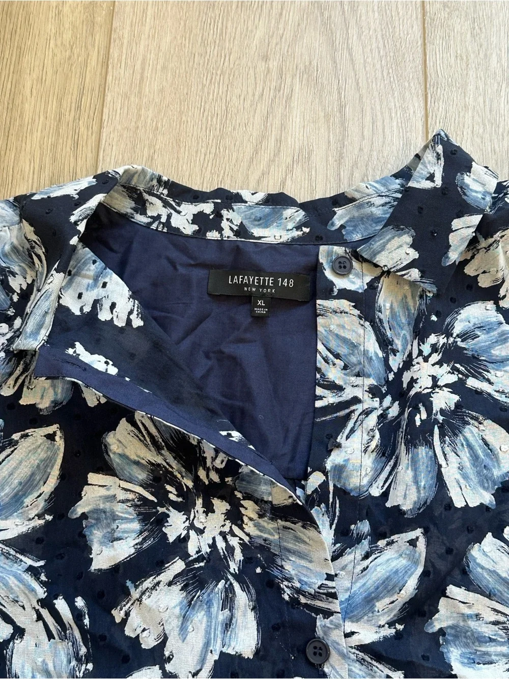 Lafayette148 short sleeve floral button down - Picture 6 of 8